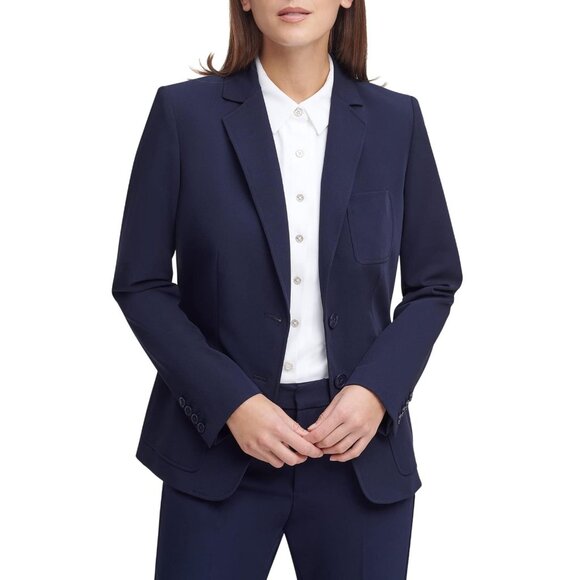 NWT Tommy Hilfiger Womens Work Jacket One Button Blazer Jacket Midnight Blue 10 - Picture 1 of 9